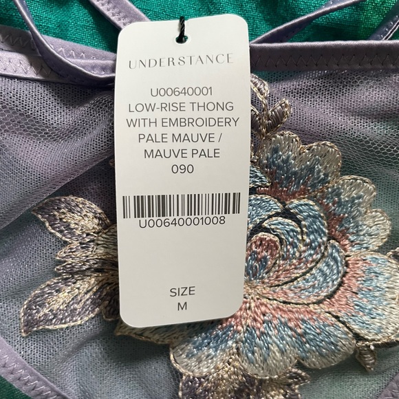 Moonlight Sheer Plunge Mauve Floral Embroidered Bra & Matching Thong - Picture 14 of 15